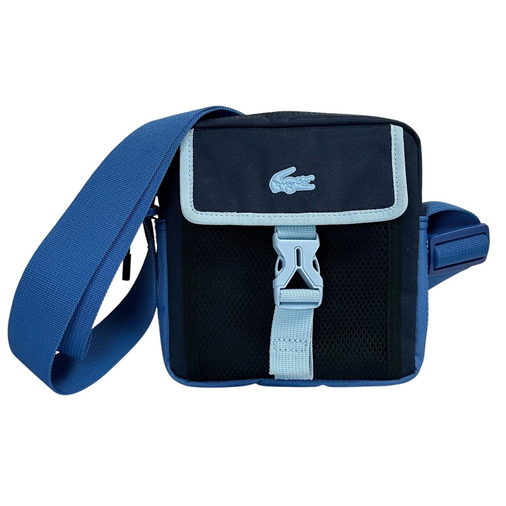 Lacoste Messenger Bag Neocroc Colorblock Canvas Flap Crossbody Blue OS Gorpcore